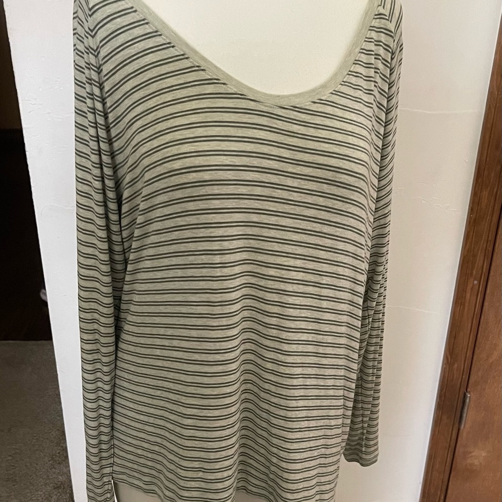 CAbi Green Oversized Long Sleeve Blouse